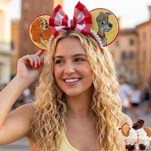 Lady and the Tramp Inspired Mouse Ears | Glitter Character Ears | Picnic Bow