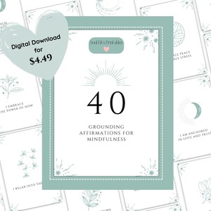 Printable Mindfulness Affirmation Card Deck (PDF Download, Affirmations, Meditation, Self Care, Cards, Yoga, Mental Health)