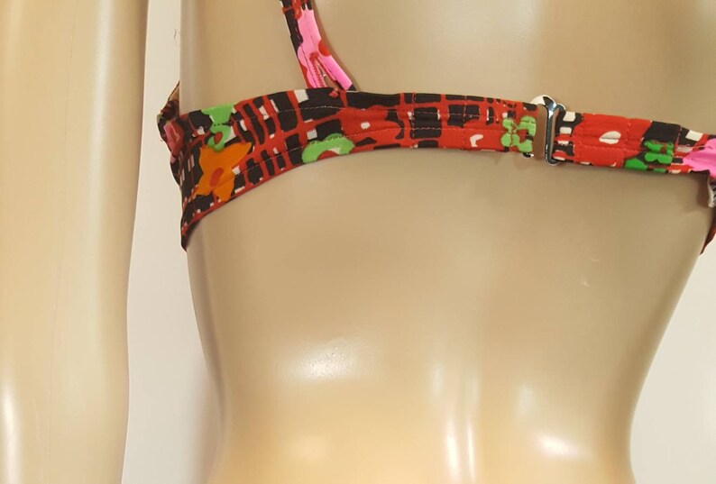 Vintage /'60s ACCENTUETTE Silky 100/% Nylon DAY GLO Psychedelic Flowers Lined Bra Sz 32C Bikini Top