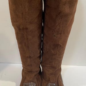 Vintage 60s 70s Brown Suede and Vinyl GOLO Go-Go BOOTS Mod Penny Lane Love Witch Size 7 1/2