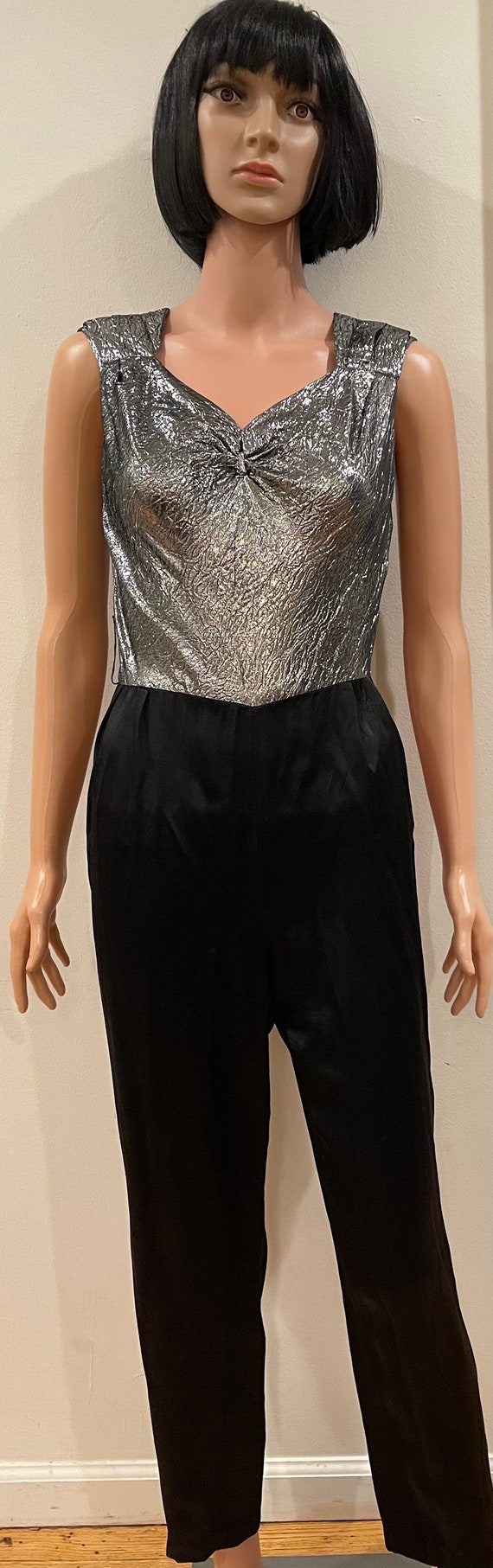 Vintage 80s Disco A LA CARTE Metallic Silver and … - image 1