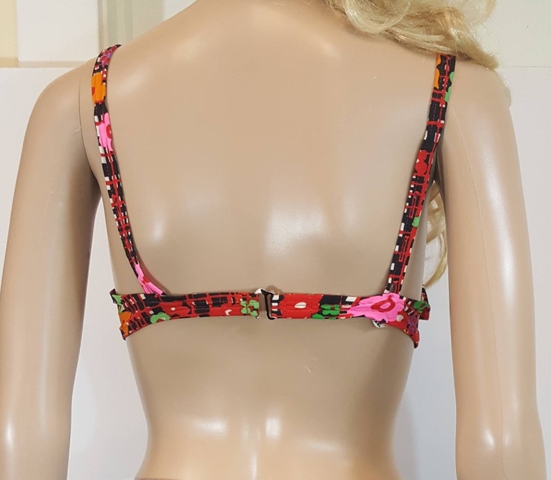Vintage /'60s ACCENTUETTE Silky 100/% Nylon DAY GLO Psychedelic Flowers Lined Bra Sz 32C Bikini Top
