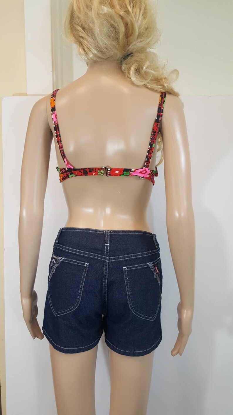 Vintage /'60s ACCENTUETTE Silky 100/% Nylon DAY GLO Psychedelic Flowers Lined Bra Sz 32C Bikini Top