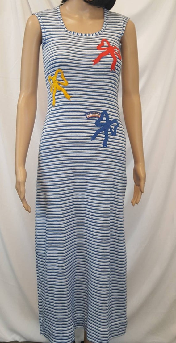 blue and white striped t shirt dress
