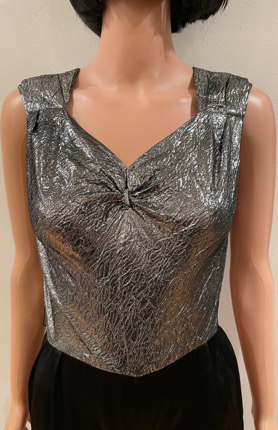 Vintage 80s Disco A LA CARTE Metallic Silver and … - image 5