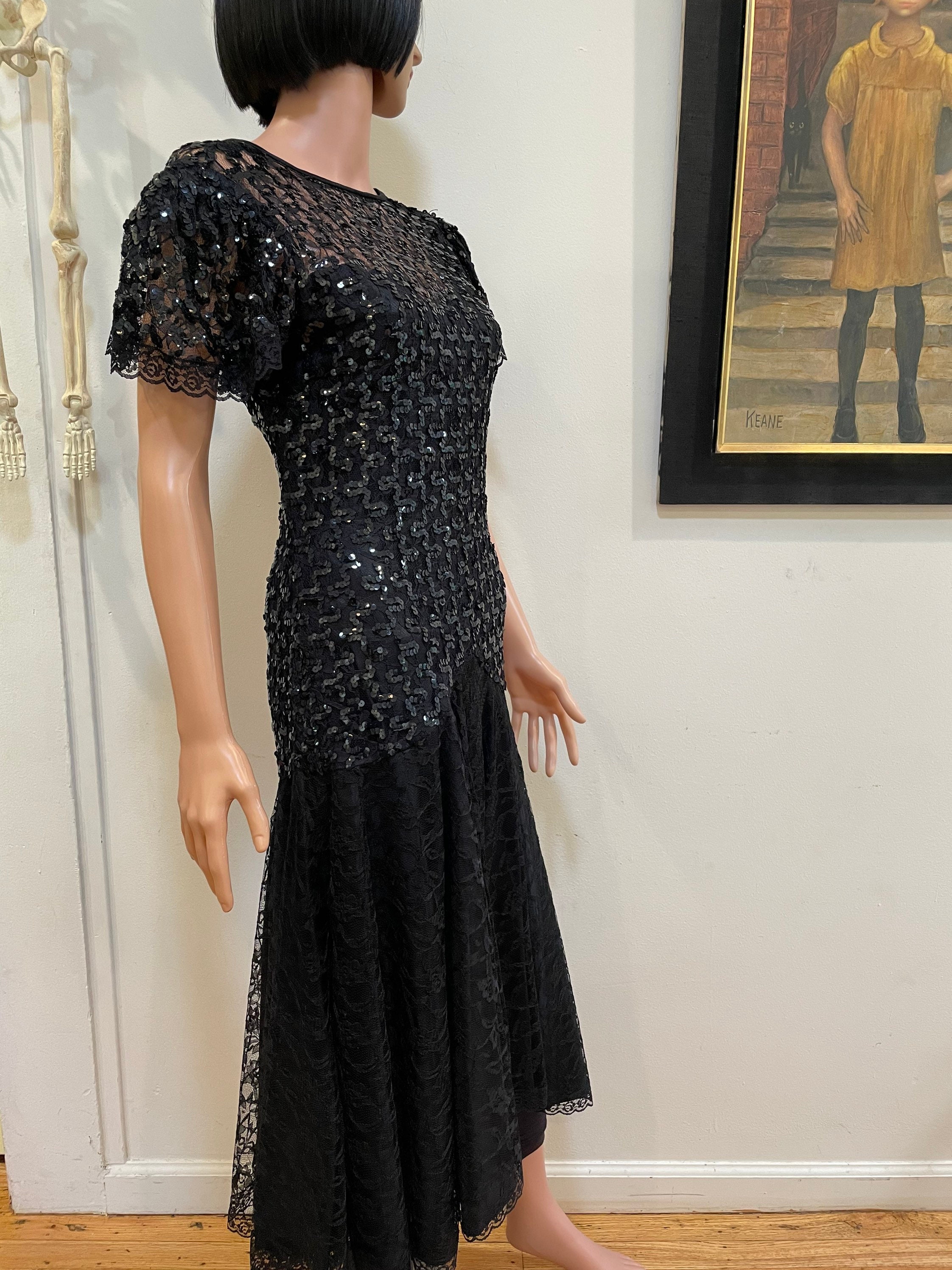 black long sleeve long evening dress A-Line sleeves Tulle Lace Prom Dress, Black Lace Long Size:L(12-14) sexy plus size lace dresses Ellie Wilde Prom Dress