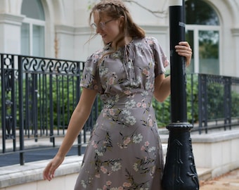Jacqui Tea Dress PDF Sewing pattern (digital download, home printing), size 6, 8, 10, 12 ,14, 16, 18, 1940s- Vintage inspired midi tea dress