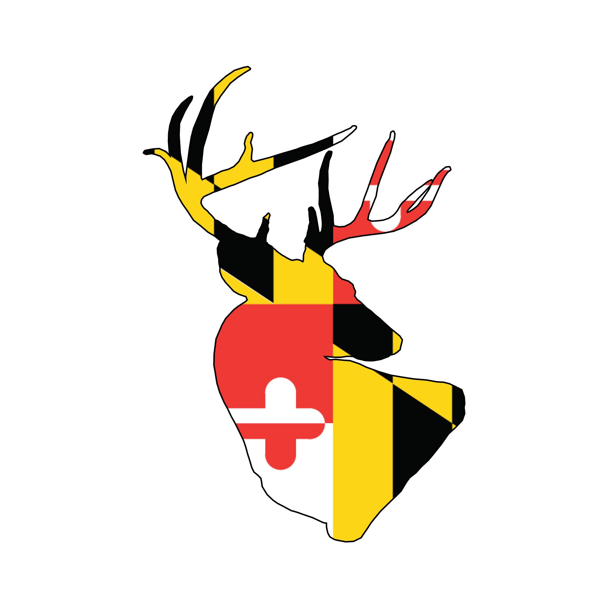 Maryland Flag Whitetail Deer Decal. Whitetail Deer Window Sticker ...