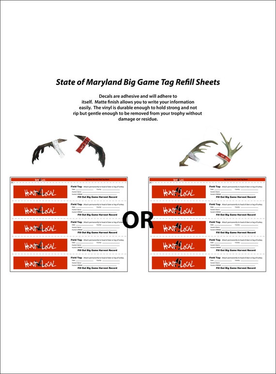 State of Maryland Game Tags. Whitetail Deer. Turkey. | Etsy
