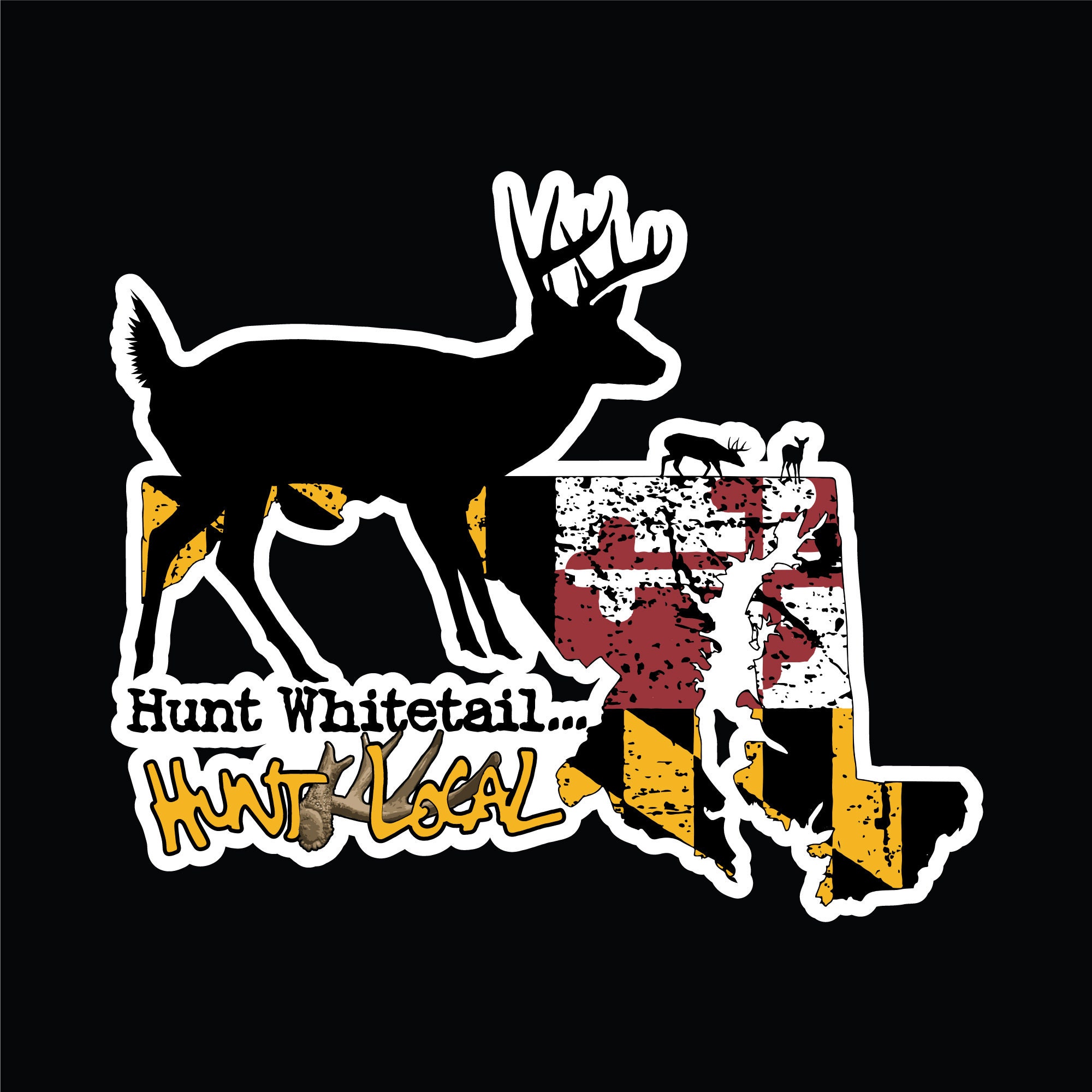 Maryland Flag Whitetail Deer Decal. Whitetail Deer Window Sticker ...