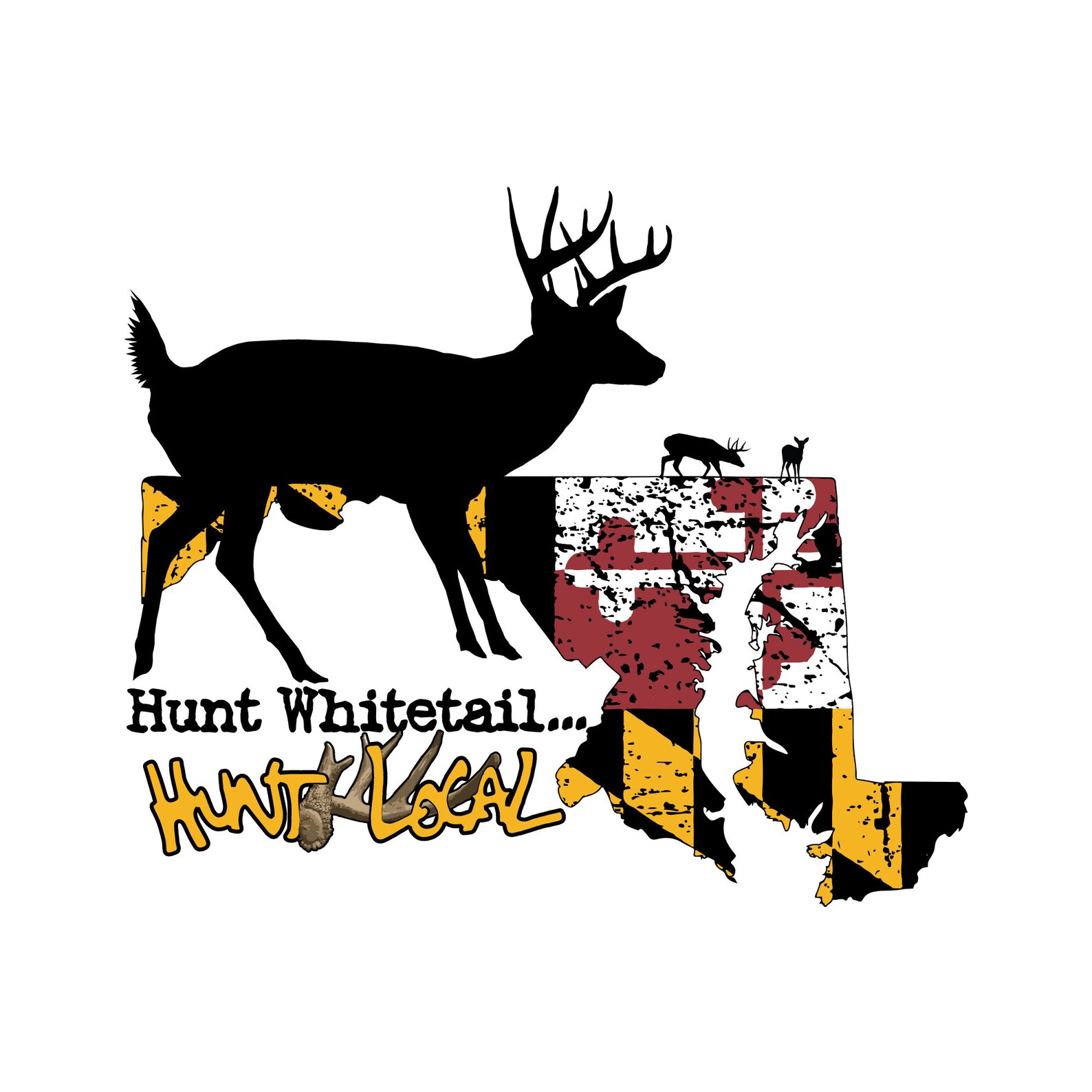Maryland Flag Whitetail Deer Decal. Whitetail Deer Window Sticker ...