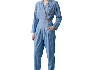 Vintage Chambray-Baumwoll-Jumpsuit aus den 80er Jahren, Größe 5/6