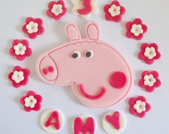 Personalized Edible Peppa Pig Cake Topper: Birthday Party Decoration