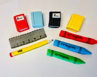 Edible Teacher Cake Toppers: School Stationery, Library, Graduation
