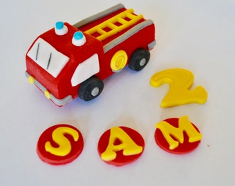 Edible Firetruck Cake Topper: Personalized Fireman Birthday Party Decor