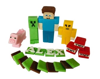 Mine Craft Video Game Gaming Edible Kids Custom Topper Birthday Personalised Name