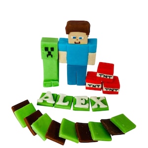 Mine Cake Video Game Gaming Edible Kids Cake Topper Birthday Personalised Name