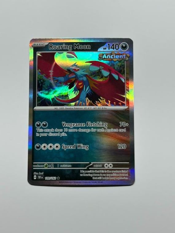 how rare is roaring moon pokemon card EX SIR 162/131 - Ace 9 Published in the highly celebrated Prismatic Evolutions expansion Roaring Moon 109/162 -Holo Rare-