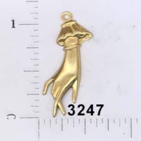 12 pcs raw brass hand glove victorian charm stamping finding, embellishment #3247