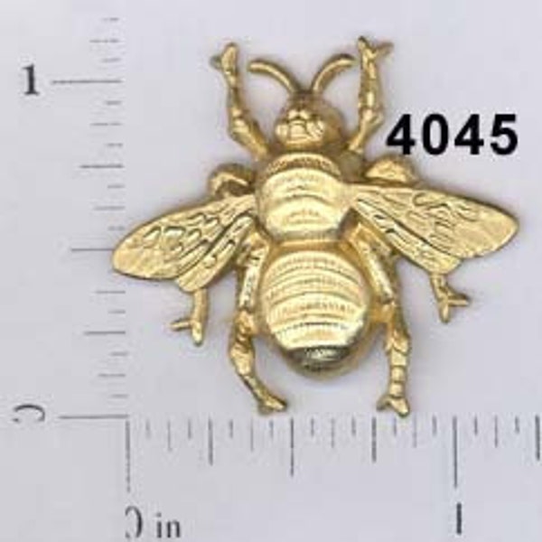 6 pieces raw brass bumble honey bee bug stamping finding, embellishment (MEDIUM)#4045