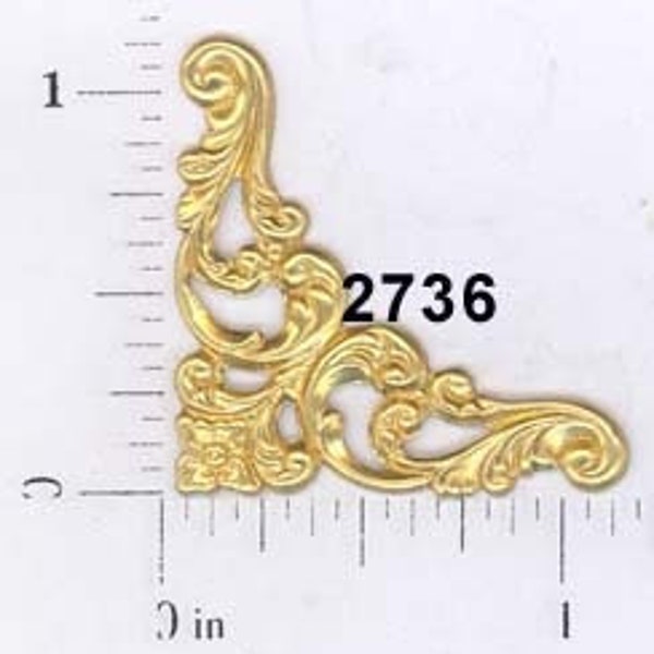 Brass Oxidized Filigree Corner Findings - Jewelry Making Supplies For Necklaces, Earrings
