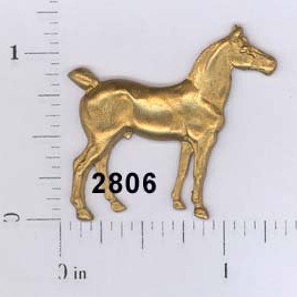 8 pc horse equestrian raw brass stamping vintage finding, embellishment (LG) #2806