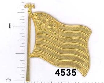 2 pc United States American flag patriotic raw brass charm stamping finding, embellishment (LG)#4535