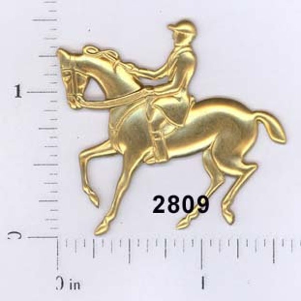 6 pcs horse rider dressage equestrian raw brass stamping vintage finding, embellishment #2809