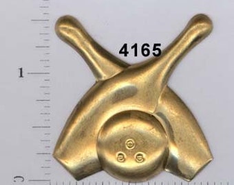 CLOSEOUT 4 pcs bowling pins  raw brass vintage charm sports stamping finding, embellishment #4165