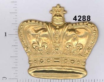 6 pcs raw brass crown embellishment king queen royal princess stamping MD #4289