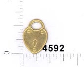 12 pieces raw brass heart padlock valentine, vintage, victorian, stampings, embellishments 4592