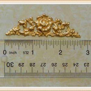 6 piece brass floral swag, raw brass, vintage, victorian, finding ornament embellishment, #2217