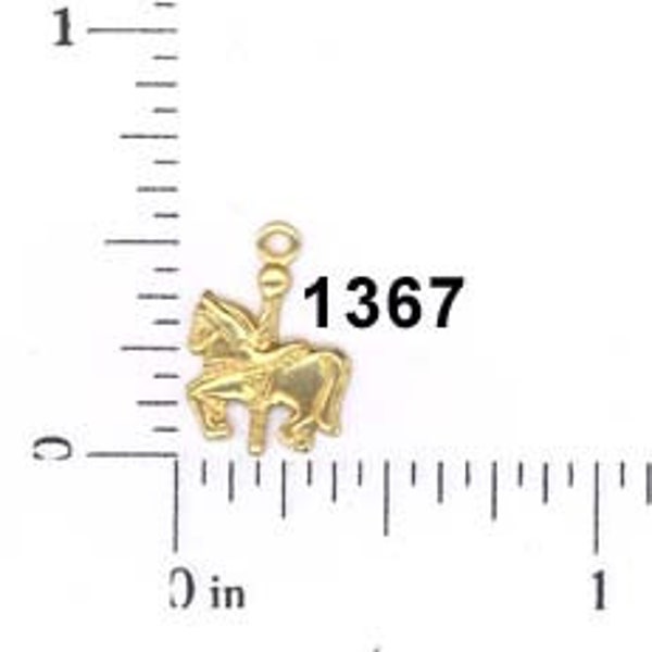 12 pcs carousel horse charm raw brass, embellishment, finding, vintage  #1367