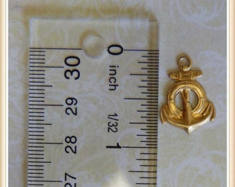 12 pcs life saver anchor brass charm vintage stamping finding, embellishment #3100
