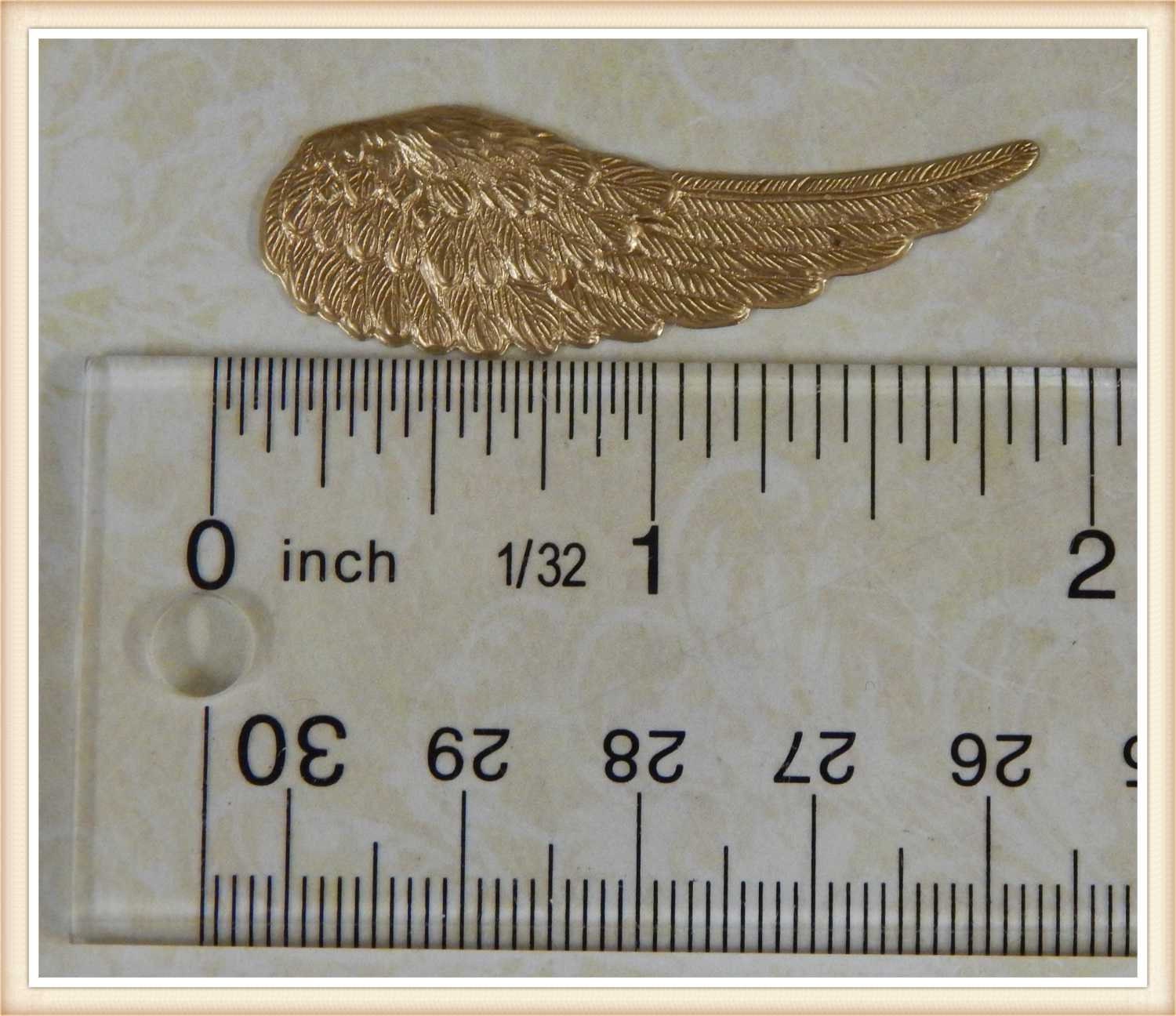 embellishment 1 PAIR wings raw brass wing angel bird charm stamping finding sm #6124-25
