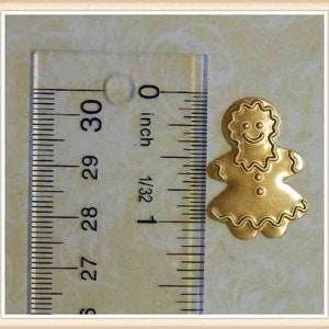 13 pcs sm gingerbread girl raw brass  cookie holiday winter stamping finding, embellishment SMALL #2553