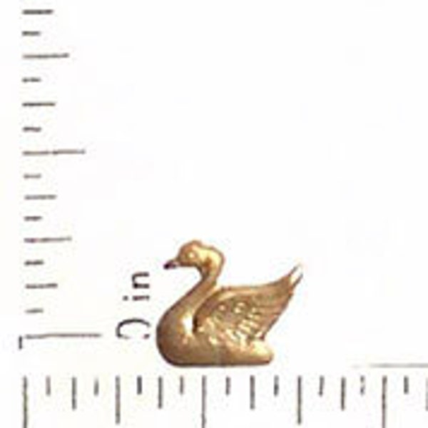 12 pieces tiny swan raw brass embellishment decoration finding  #6048