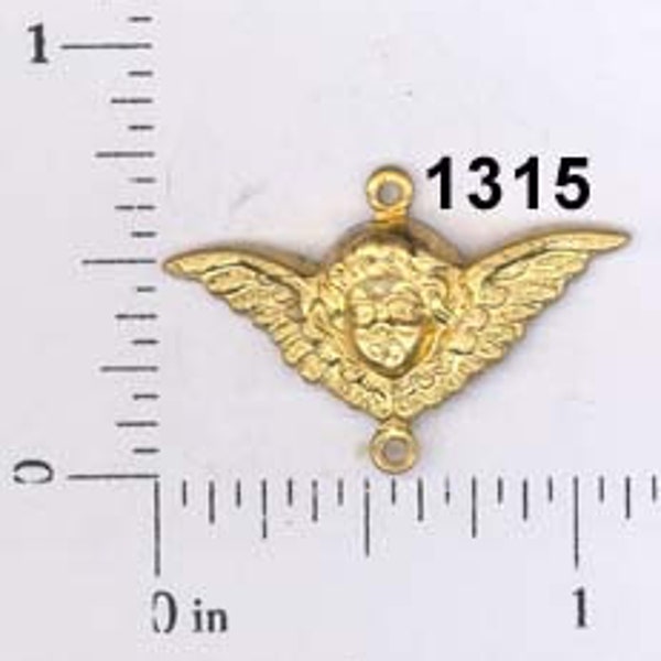 6 pcs raw brass connector angel cherub vintage victorian charm stamping finding, embellishment #1315