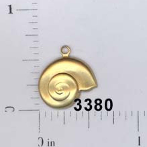 12 pcs sea shell conch spiral Nautilus charm raw brass embellishment stamping #3380