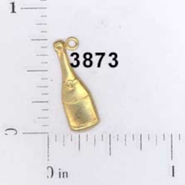 12 pieces wine bottle charm brass, raw brass, french, champagne, embellishment, new year's, vintage #3873