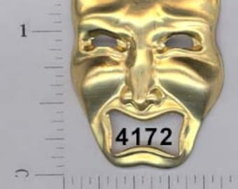 12 pcs tragedy theater mask face raw brass charm stamping finding, embellishment #4172