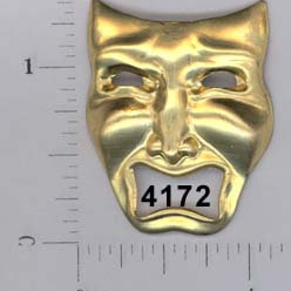 12 pcs tragedy theater mask face raw brass charm stamping finding, embellishment #4172