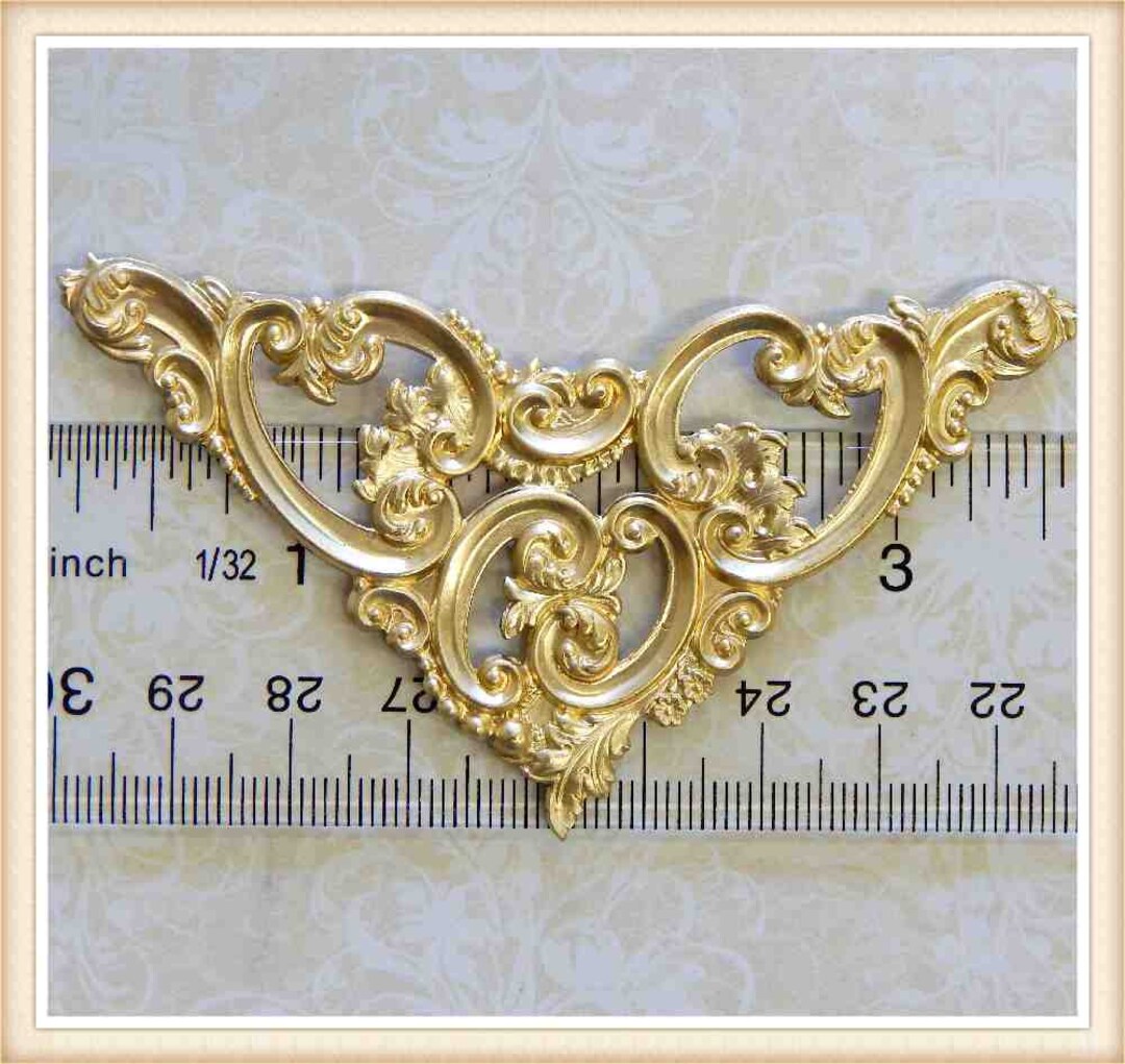 1 Piece Raw Brass Filigree Corner, Stampings, Embellishments 6080 Etsy
