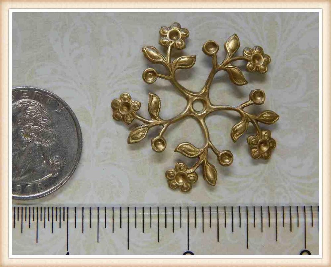 6 Pcs Raw Brass Flower Vine Scroll Vintage Embellishment - Etsy