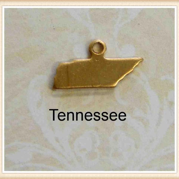 Tennessee BLANK  12 pcs raw brass state charm TN