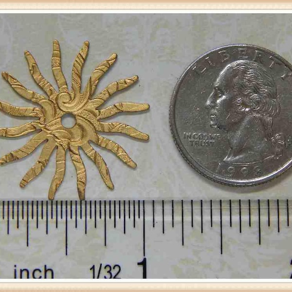 12 pcs raw brass sun rays celestial charm stamping finding, embellishment #4481