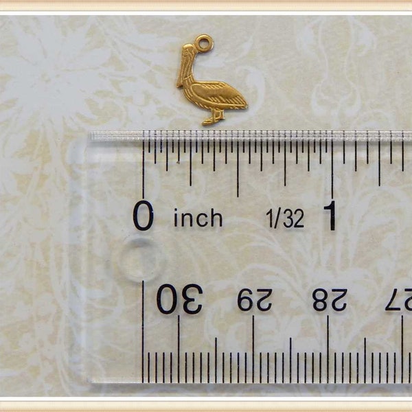 12 pcs tiny pelican charm raw brass vintage bird  embellishment ornament stamping #3396