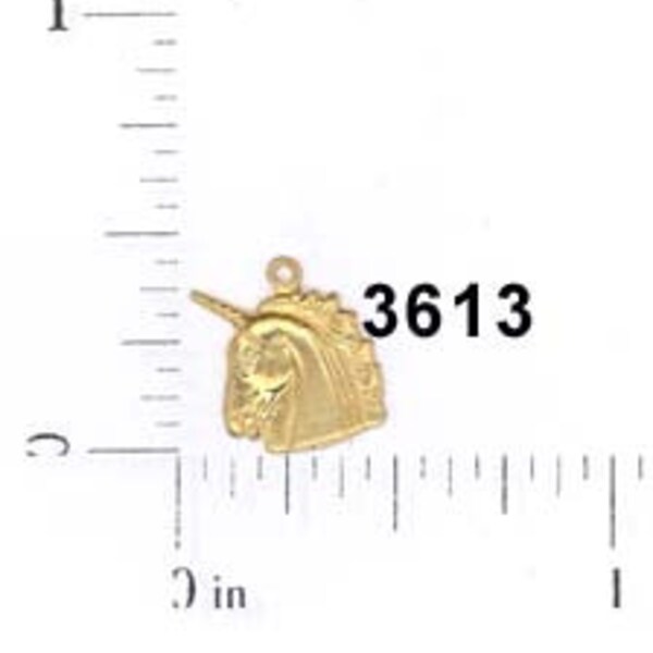 12 pcs unicorn mythical fantasy charm raw brass finding vintage embellishment ornament #3613