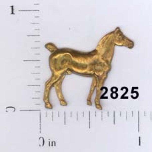 horse, 12 pieces horse equestrian raw brass stamping vintage finding, embellishment (MD) #2825