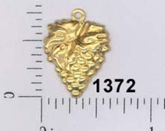 12 pieces raw brass grape grapevine charm wine embellishment ornament #1372